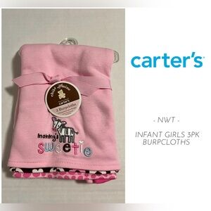 🆕CARTER’S - NWT - 3PK - INFANT GIRLS REVERSIBLE BURPCLOTHS